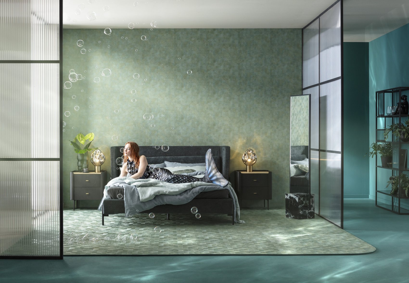 Schlafzimmer in warmem Licht